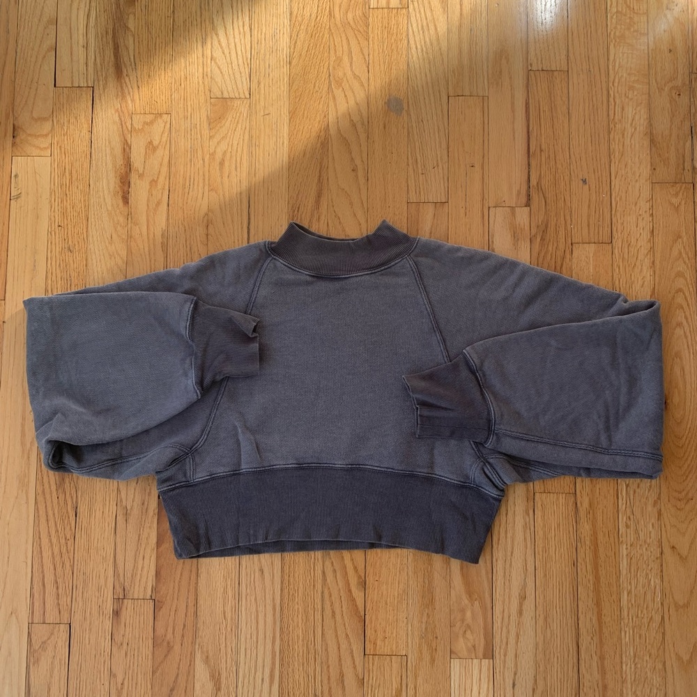 Free People Crop Sweatshirt Top - Mock Neck with oversized arm details